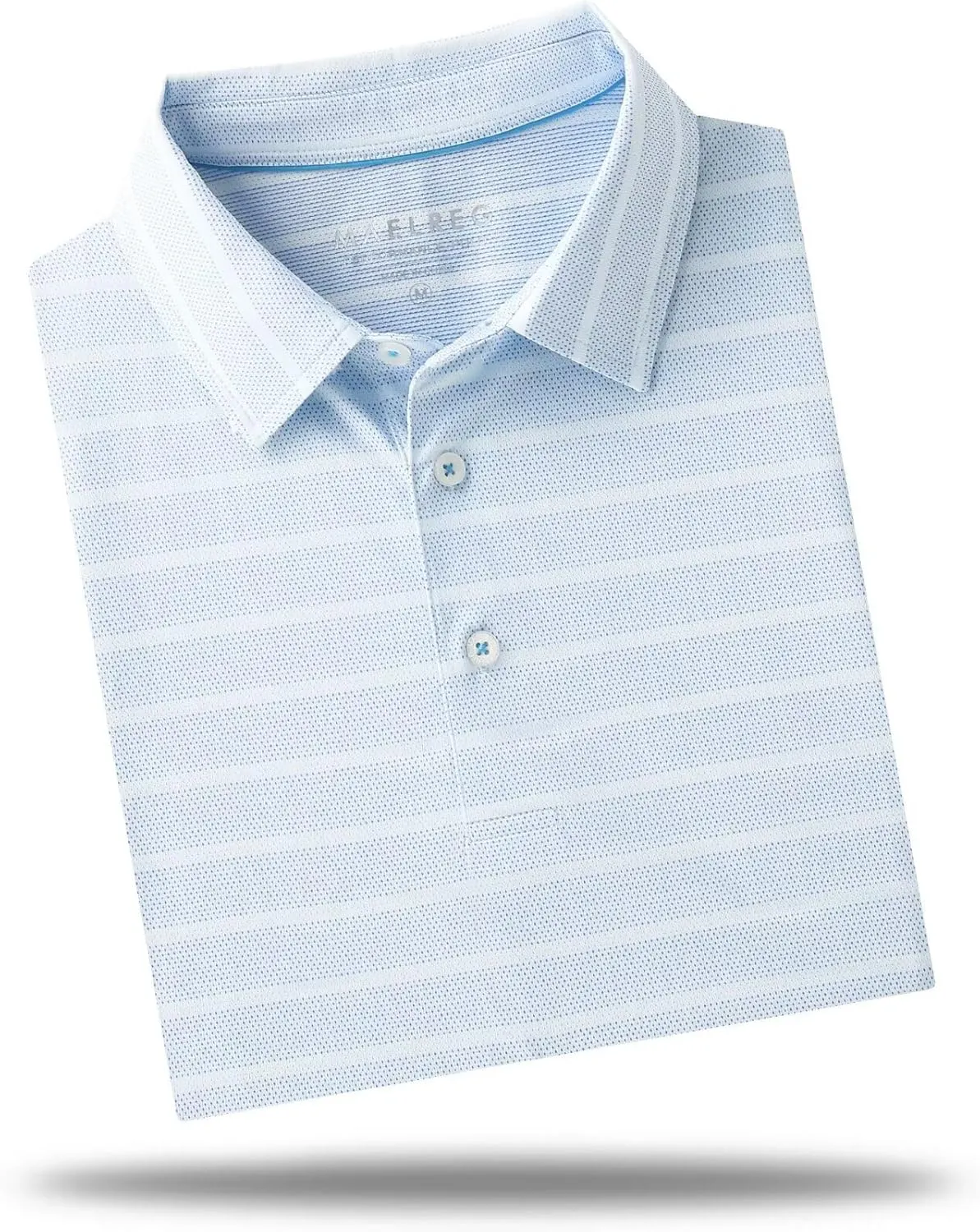 M MAELREG Men's Golf Shirts Moisture Wicking Dry Fit Lightweight Performance Short Sleeve Jacquard Striped Polo Shirts