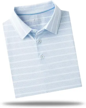 M MAELREG Men's Golf Shirts Moisture Wicking Dry Fit Lightweight Performance Short Sleeve Jacquard Striped Polo Shirts