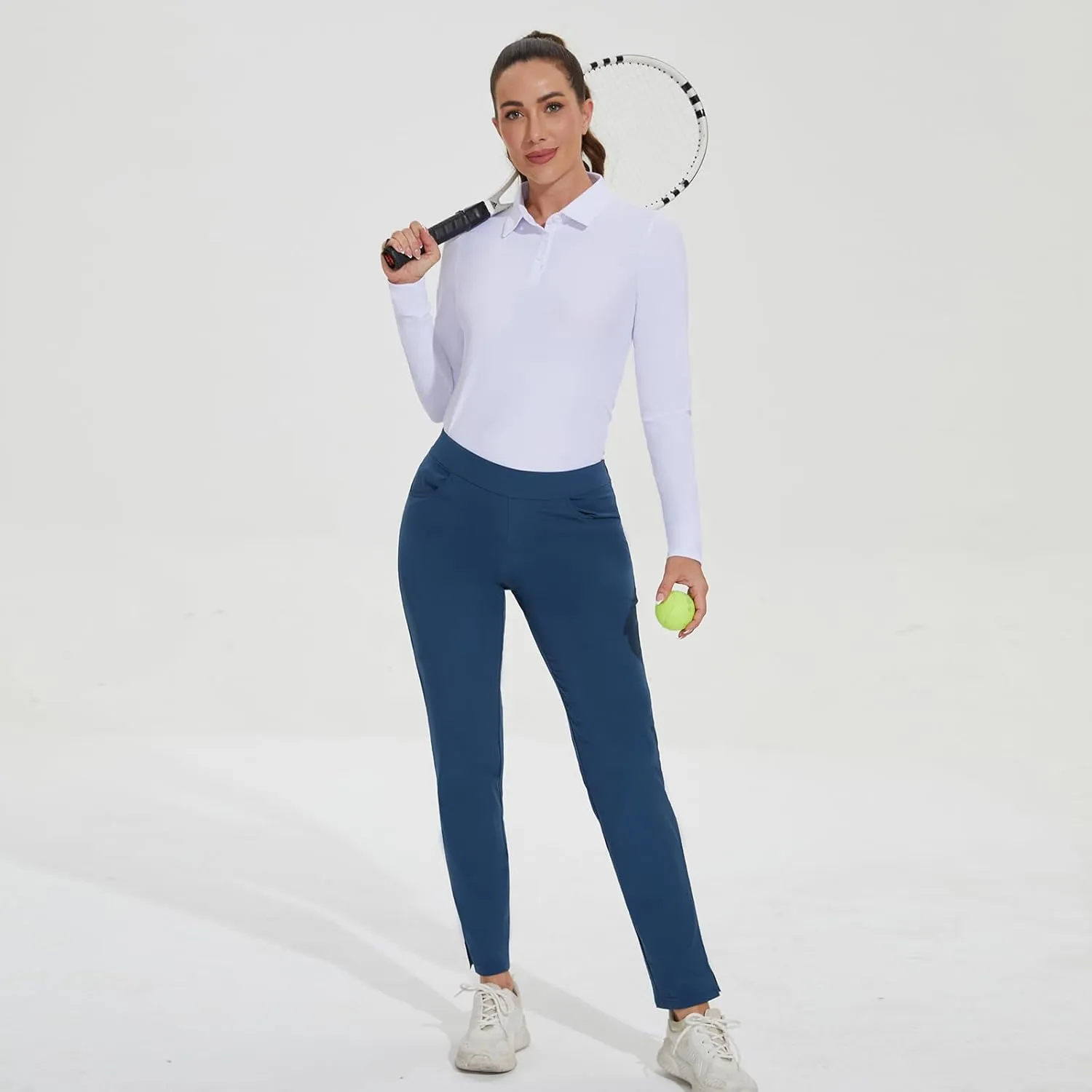 M MOTEEPI Sun Shirts UV Protection Womens Polo Shirts with 3-Botton Womens Golf Shirts Lightweight