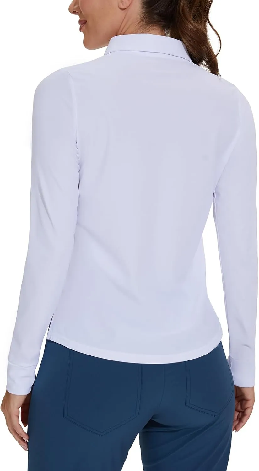 M MOTEEPI Sun Shirts UV Protection Womens Polo Shirts with 3-Botton Womens Golf Shirts Lightweight