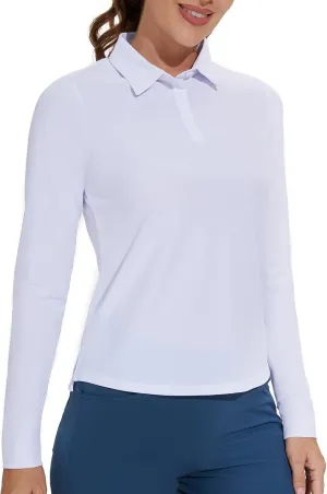 M MOTEEPI Sun Shirts UV Protection Womens Polo Shirts with 3-Botton Womens Golf Shirts Lightweight