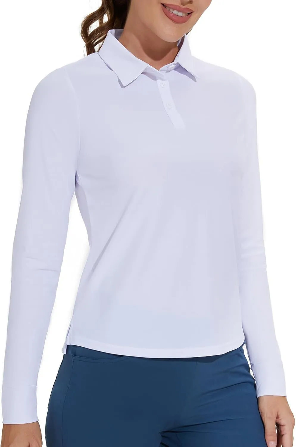 M MOTEEPI Sun Shirts UV Protection Womens Polo Shirts with 3-Botton Womens Golf Shirts Lightweight