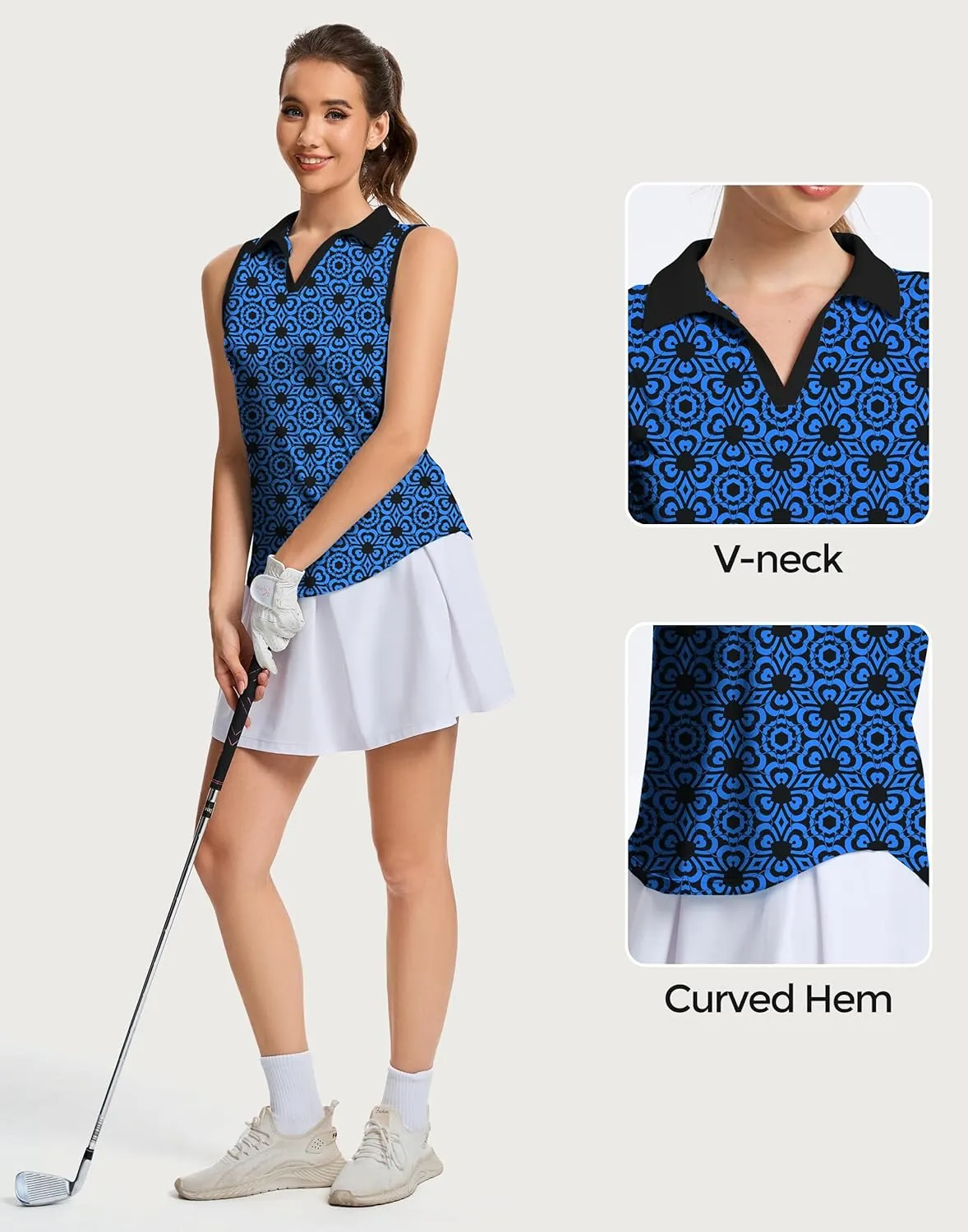 M MOTEEPI Womens Golf Shirts Sleeveless Polo Shirts for Women Quick Dry Ladies Golf Tops Tennis Athletic Polo