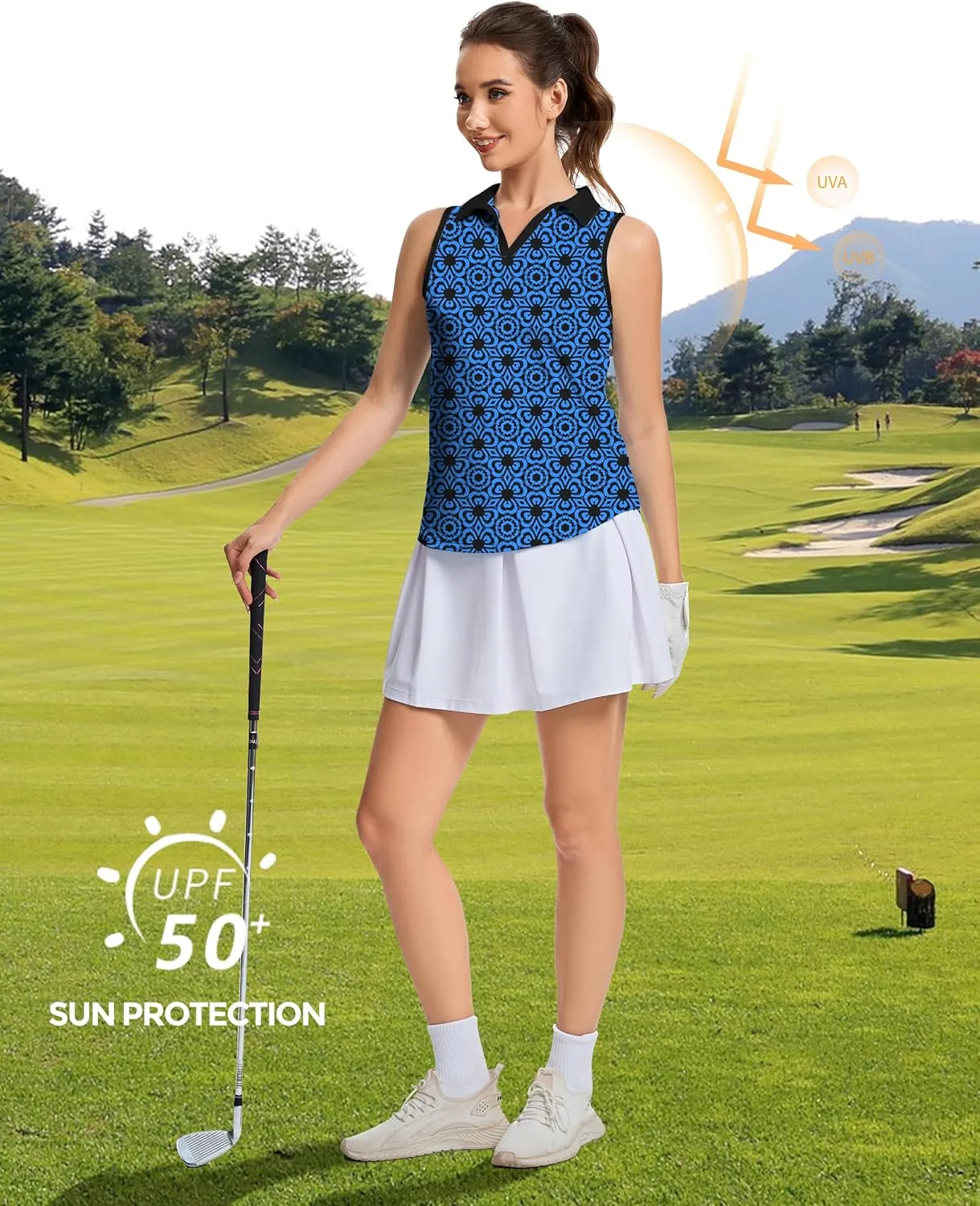 M MOTEEPI Womens Golf Shirts Sleeveless Polo Shirts for Women Quick Dry Ladies Golf Tops Tennis Athletic Polo