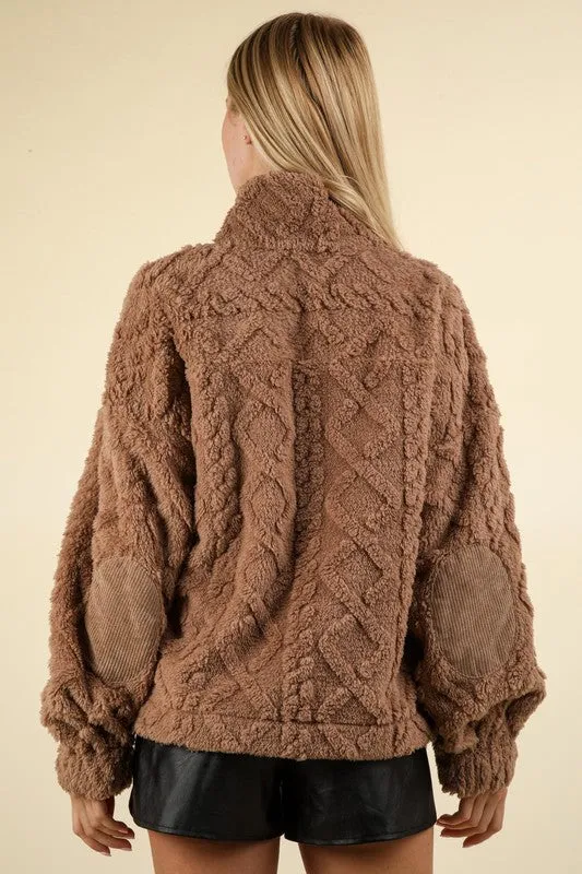 Made For Comfort Mocha Cozy Cord Elbow Patch (Size Large)