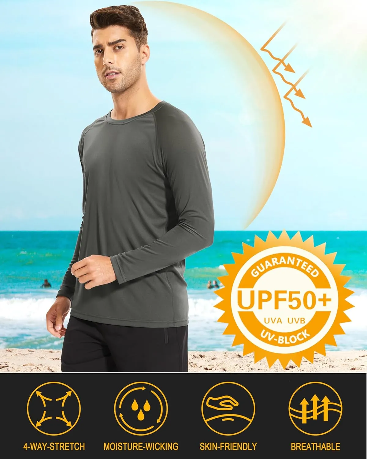 MAGCOMSEN Men's Long Sleeve Shirts UPF 50  UV Sun Protection Athletic Shirts for Hiking Running Workout Rash Guard