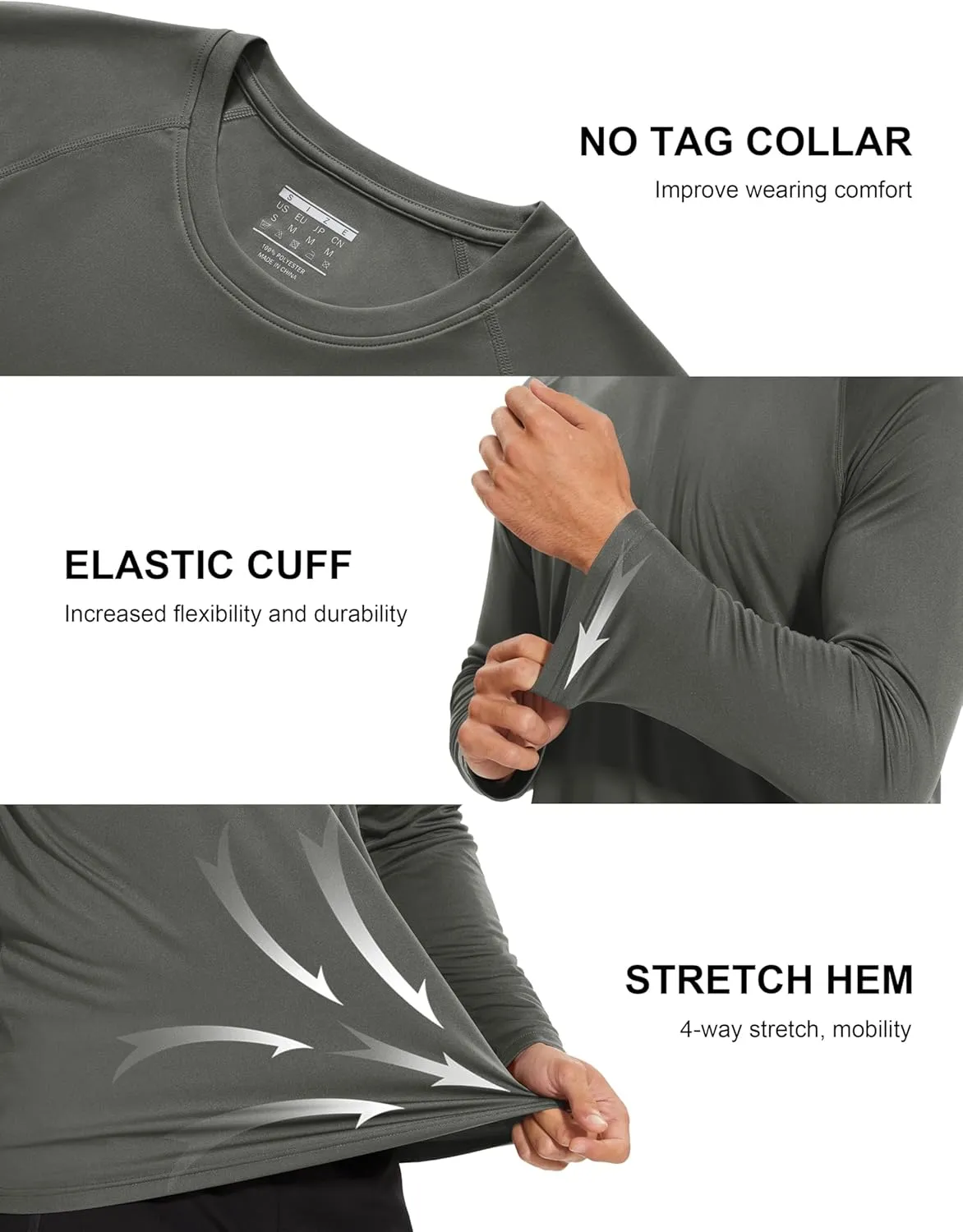 MAGCOMSEN Men's Long Sleeve Shirts UPF 50  UV Sun Protection Athletic Shirts for Hiking Running Workout Rash Guard