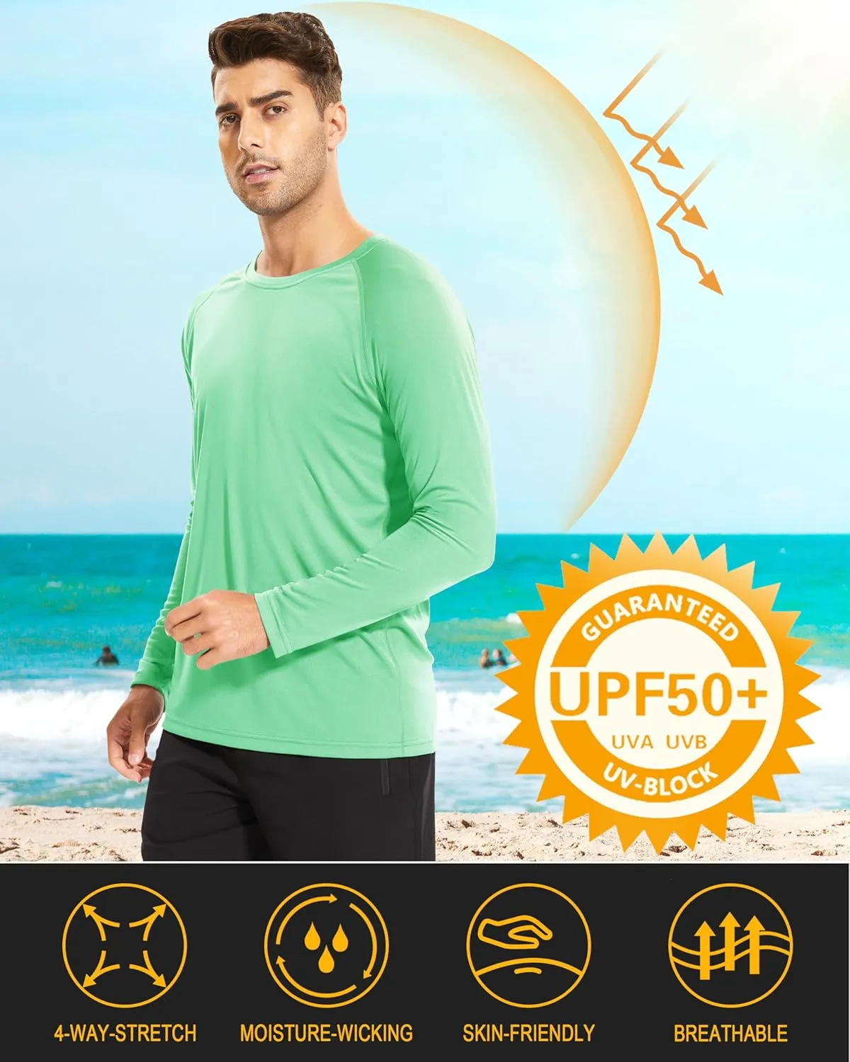 MAGCOMSEN Men's Long Sleeve Shirts UPF 50  UV Sun Protection Athletic Shirts for Hiking Running Workout Rash Guard