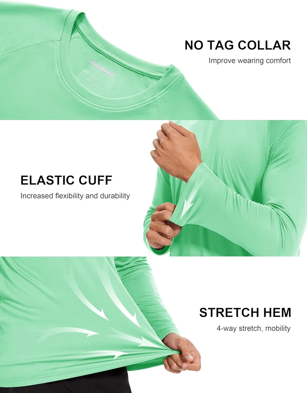 MAGCOMSEN Men's Long Sleeve Shirts UPF 50  UV Sun Protection Athletic Shirts for Hiking Running Workout Rash Guard