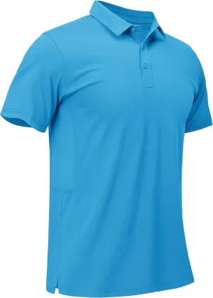 MAGCOMSEN Men's Polo Shirts Short Sleeve Cotton Pique Golf Shirt Casual Collared Shirt Lightweight Work Shirts with 3 Buttons