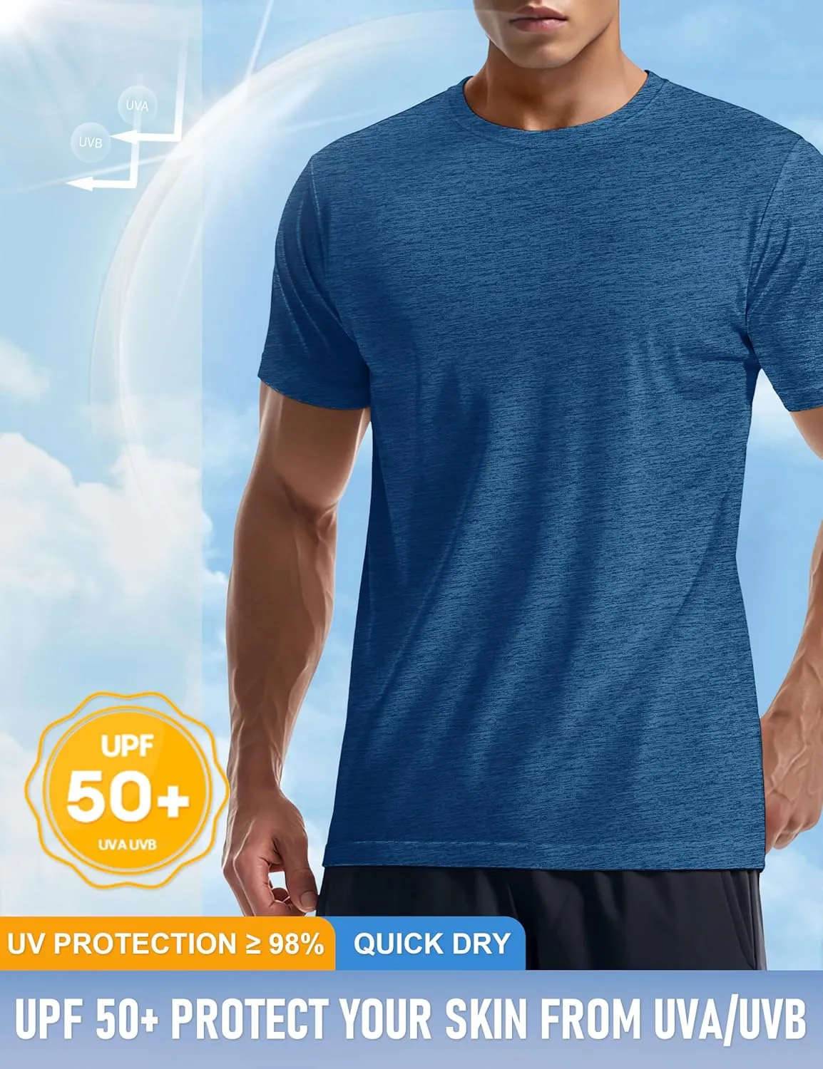 MAGCOMSEN Men's Short Sleeve Sun Protection Shirts Quick Dry Athletic T-Shirts Hiking Running Workout Gym Rash Guard