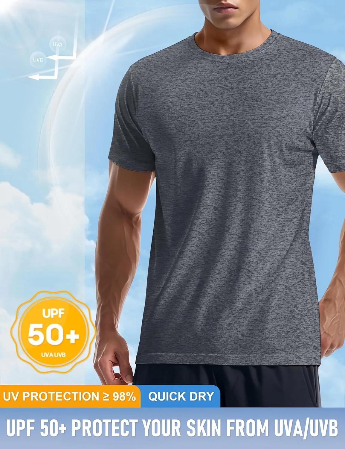 MAGCOMSEN Men's Short Sleeve Sun Protection Shirts Quick Dry Athletic T-Shirts Hiking Running Workout Gym Rash Guard