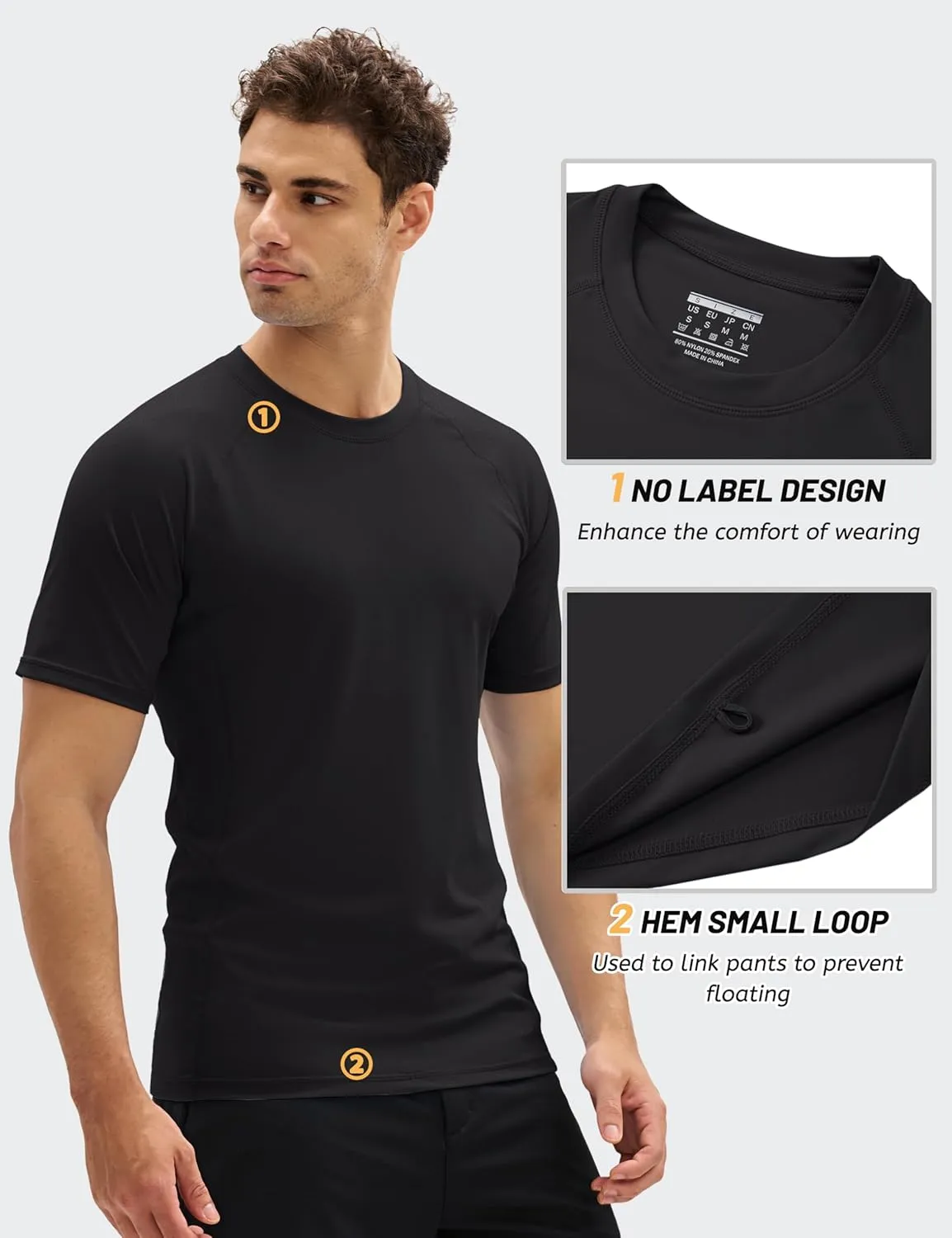 MAGCOMSEN Men's Short Sleeve UPF 50  T-Shirt Swim Quick Dry Rash Guard Athletic Surf Shirts Performance Water Shirts