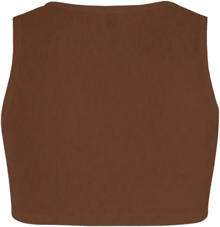 MakeMeChic Women's Crop Tank Top Ribbed Twist Front Sexy Cute Going Out Tops
