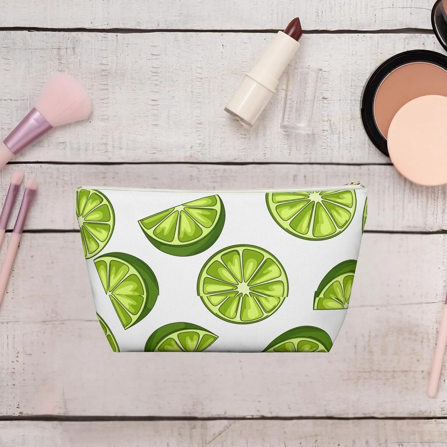 Makeup Bag, Accessory Pouch  Cosmetic organizer Bag with Zipper  Travel Makeup Bag for Women  Minimalist Toiletry Organizer  Black & White Pencil Case (Citrus, Small)