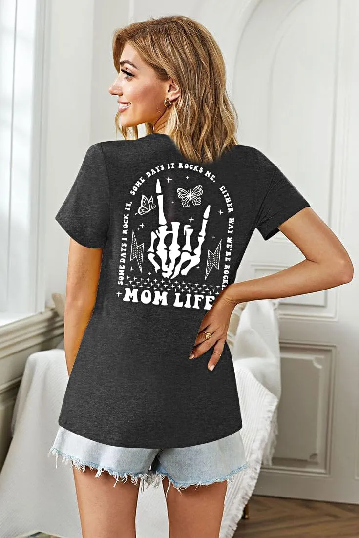 Mama Shirts Mom Life T-Shirts Women Some Days I Rock It Shirt Vintage Casual Short Sleeve Tops