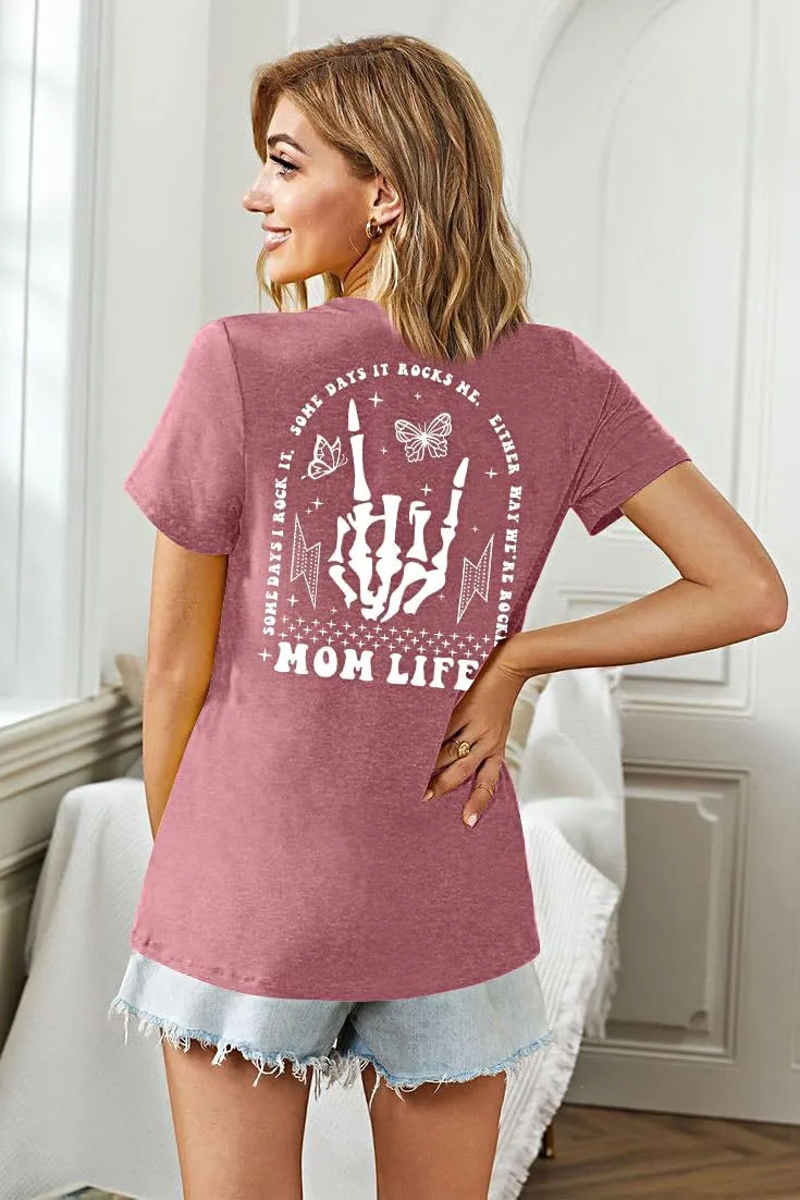 Mama Shirts Mom Life T-Shirts Women Some Days I Rock It Shirt Vintage Casual Short Sleeve Tops