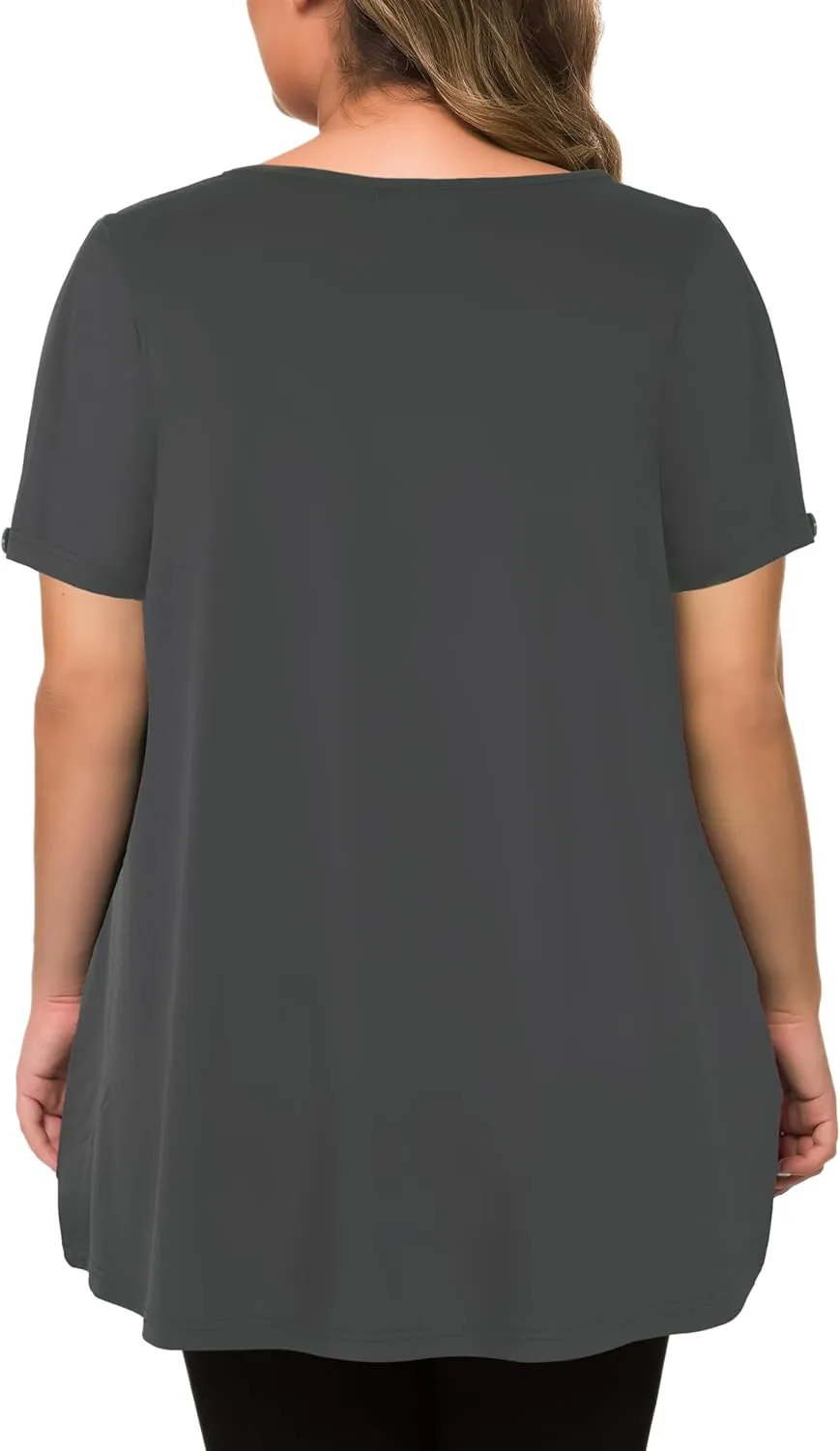 MANER Women's Plus Size Tops Short Sleeve Flowy Shirts Casual Blouses Tunic Tops L-4XL