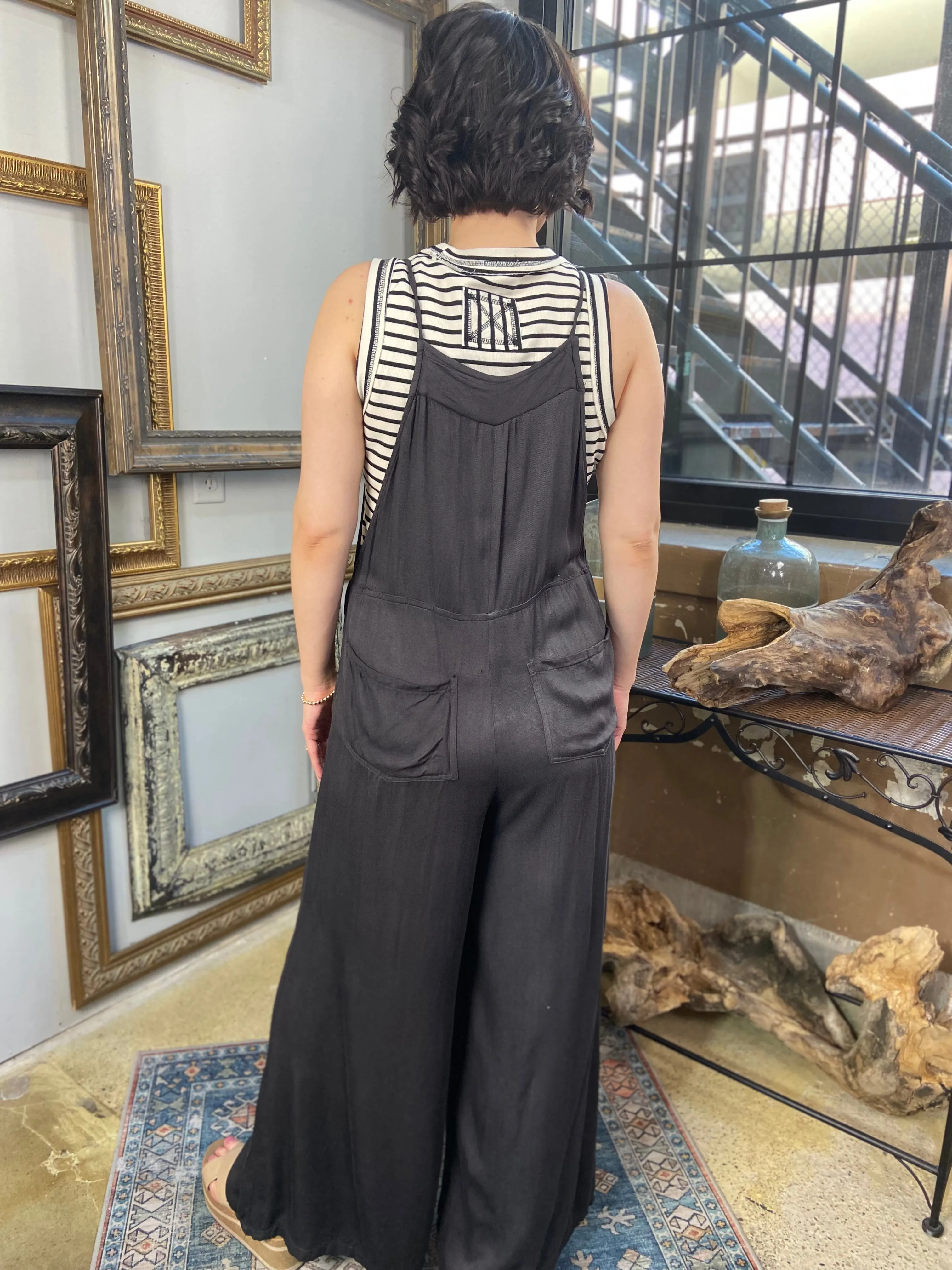 Maria Black Denim Flare Overall Jumpsuit