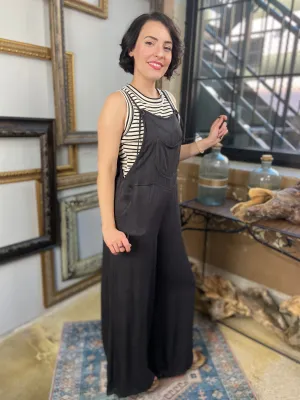 Maria Black Denim Flare Overall Jumpsuit