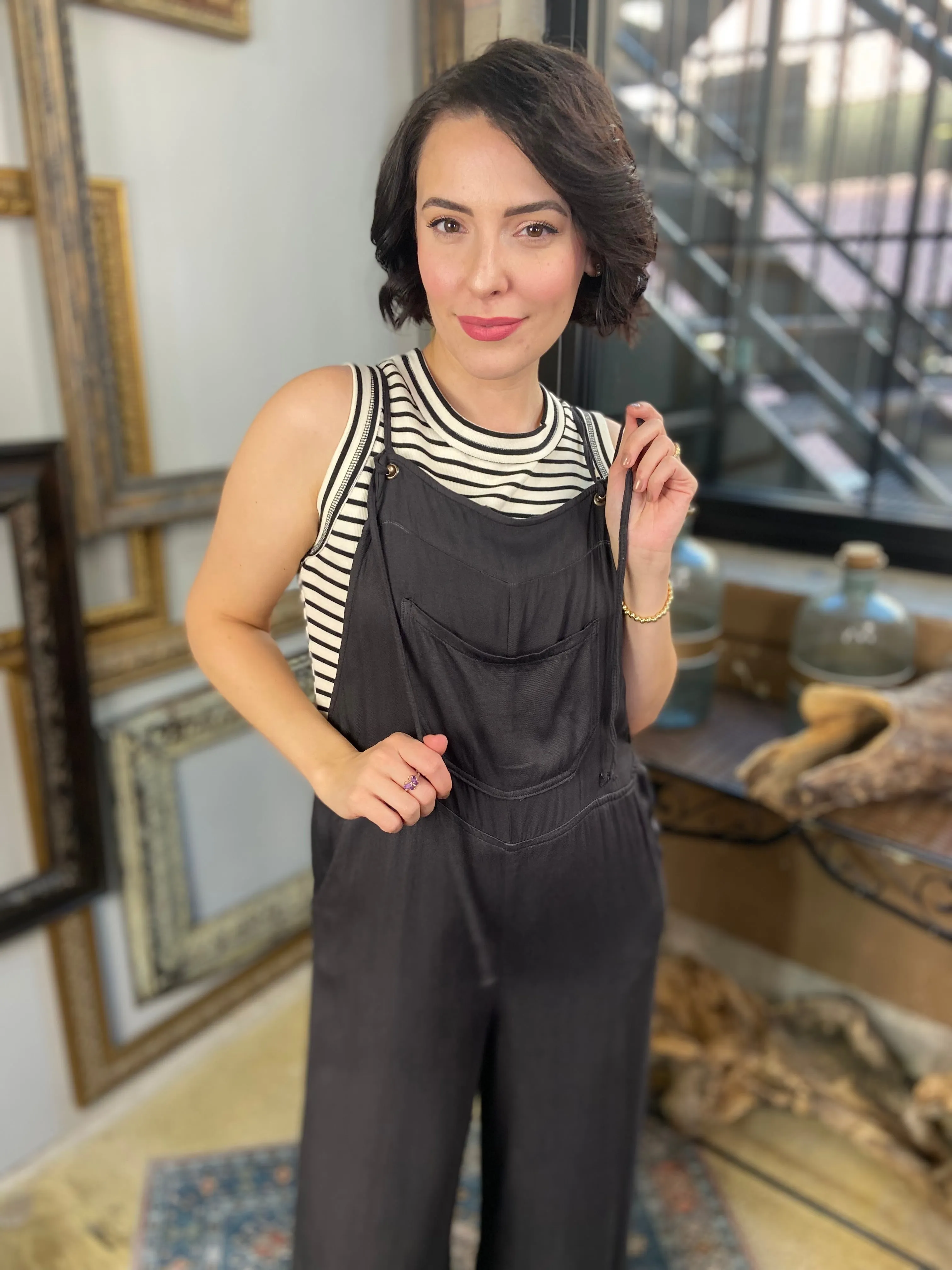 Maria Black Denim Flare Overall Jumpsuit