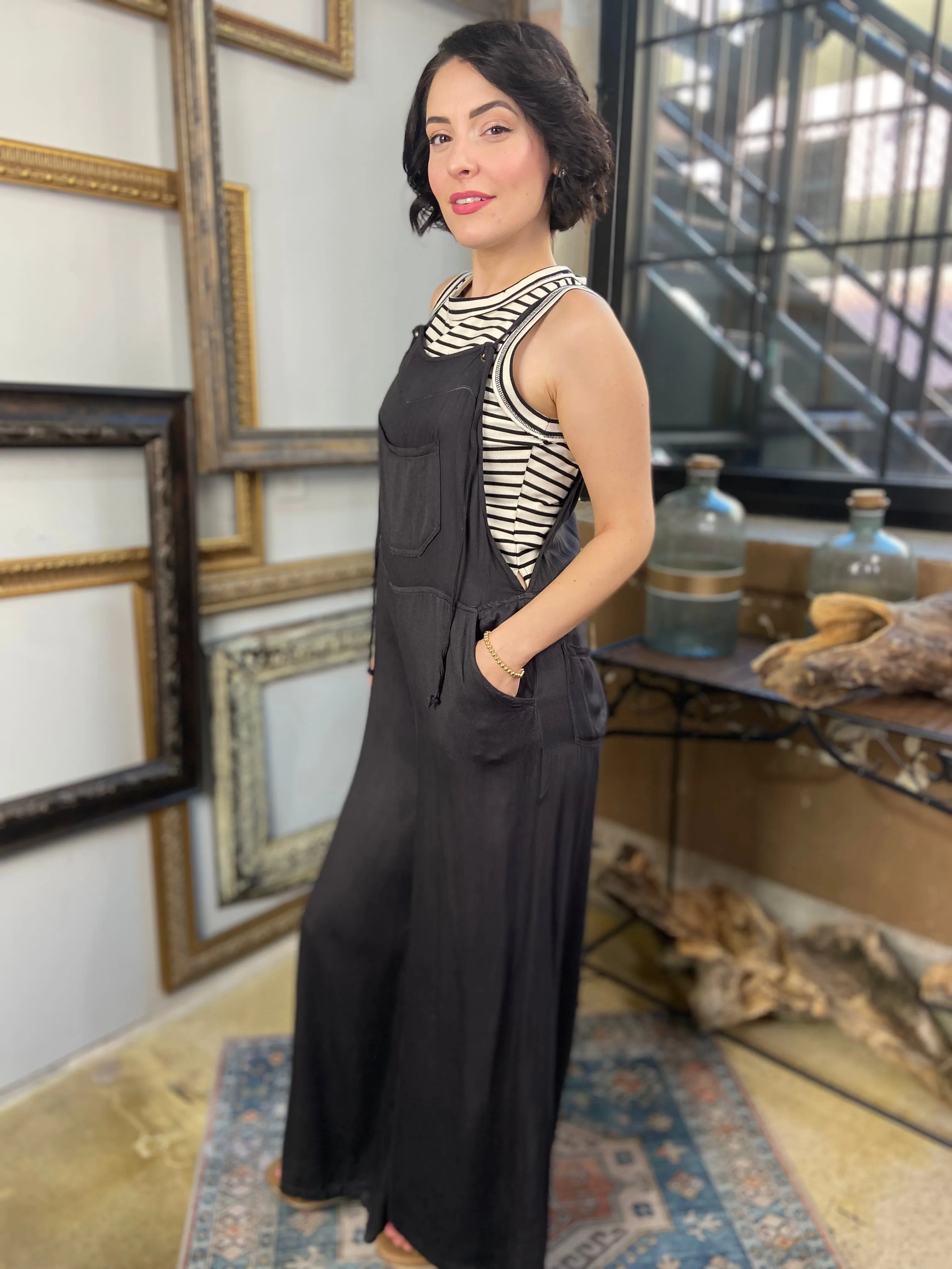 Maria Black Denim Flare Overall Jumpsuit