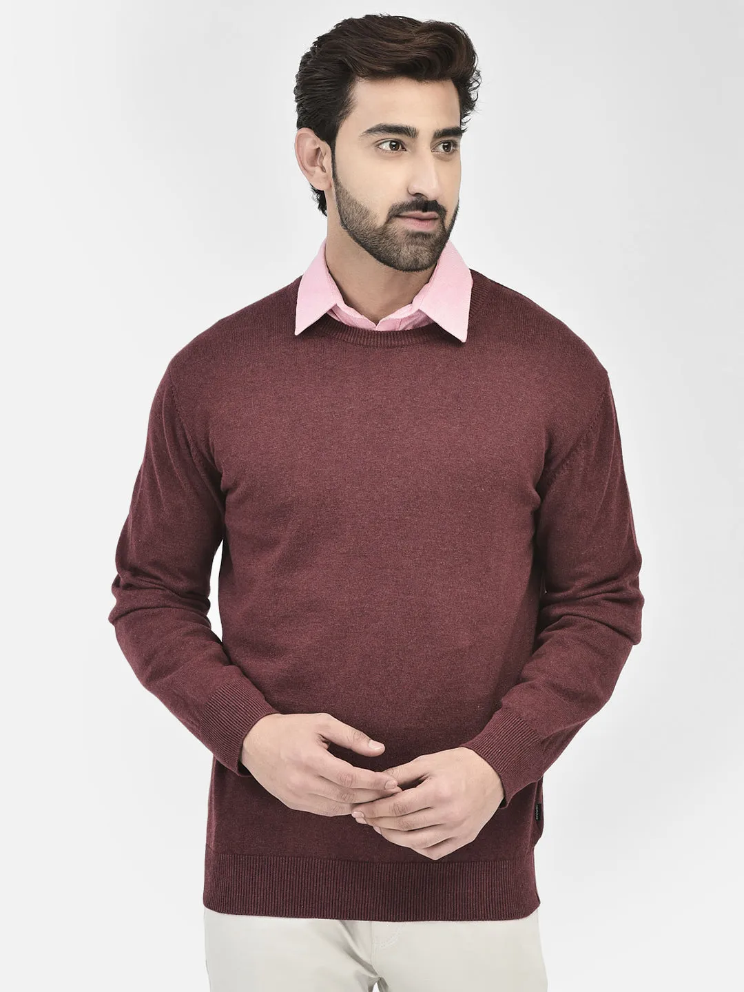 Maroon Plain Sweaters