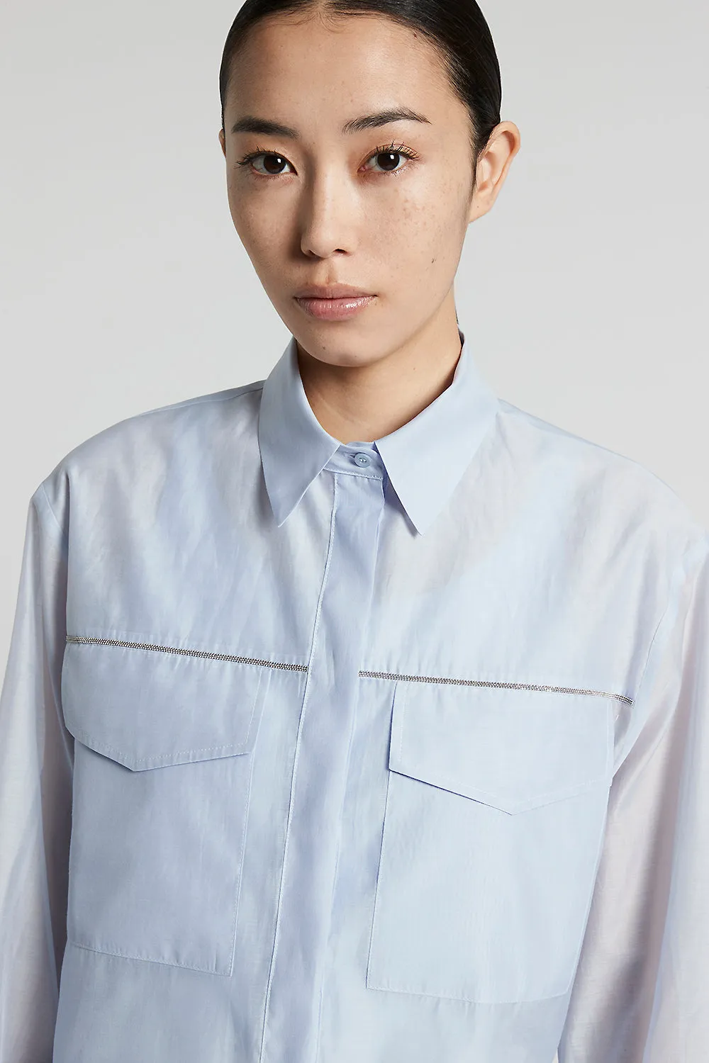 Matt cotton-silk organza shirt