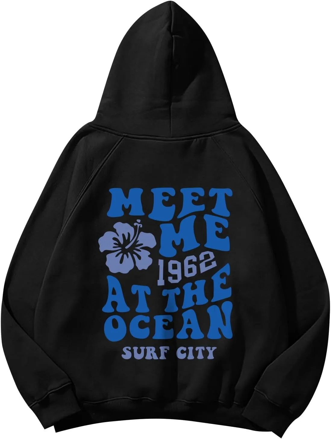Meet Me 1962 At The Ocean Hoodies Long Sleeve Hooded Sweatshirt Trendy Letter Print Cute Preppy Y2K Pullover Tops