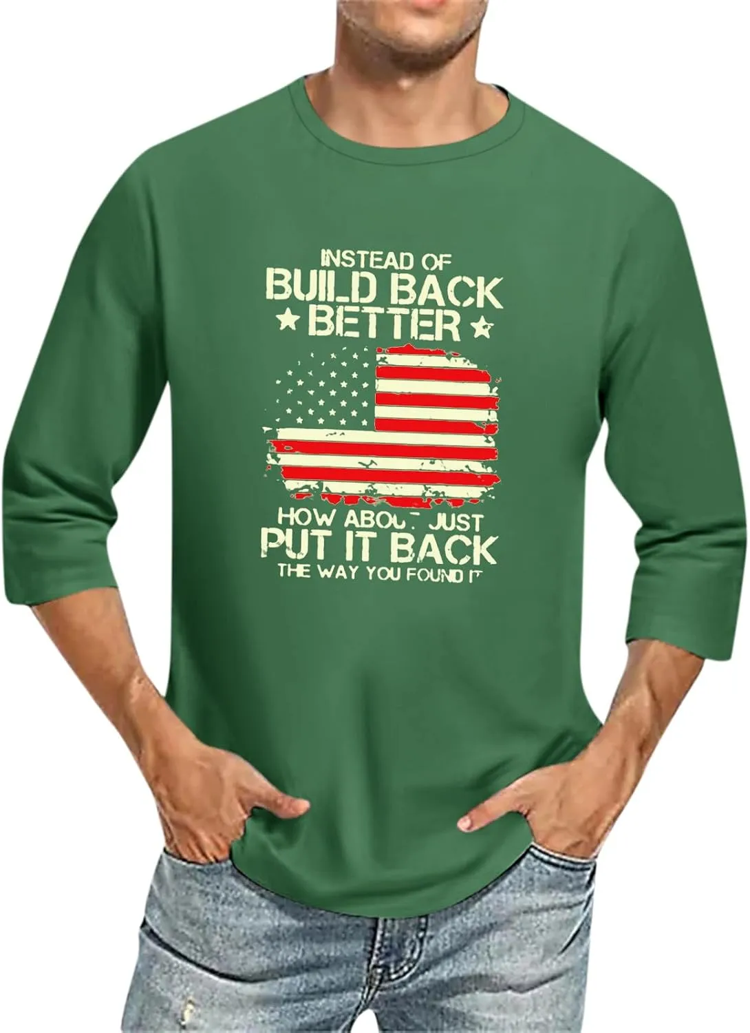 Men's 3/4 Sleeve Baseball Shirt Casual Crewneck Graphic T-Shirts Work Athletic Funny Hawaiian Top (S-4XL)