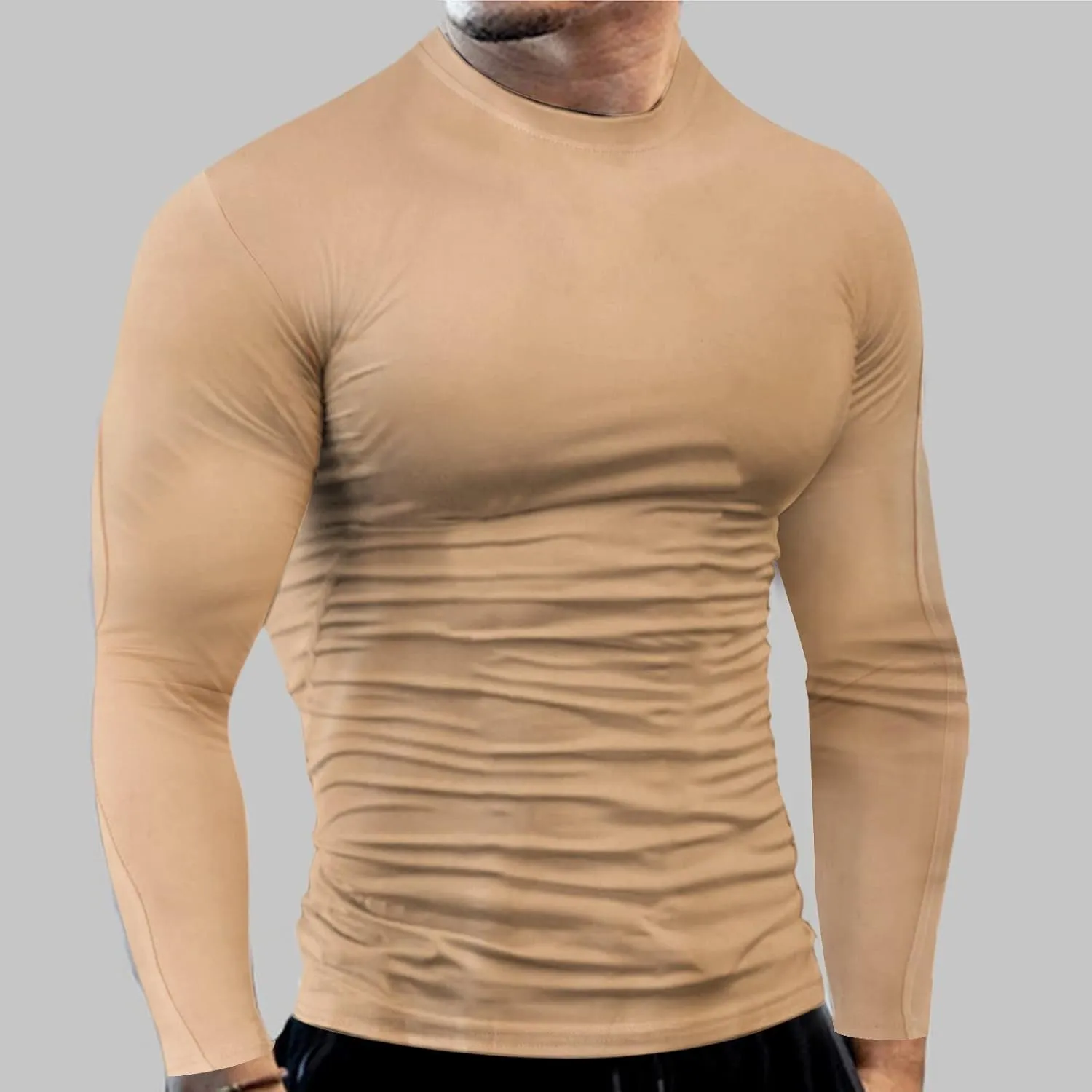Men's Cool Dry Compression Shirts Long Sleeve Sports Baselayer T-Shirts Tops Gym Athletic Workout Bodybuilding Shirt