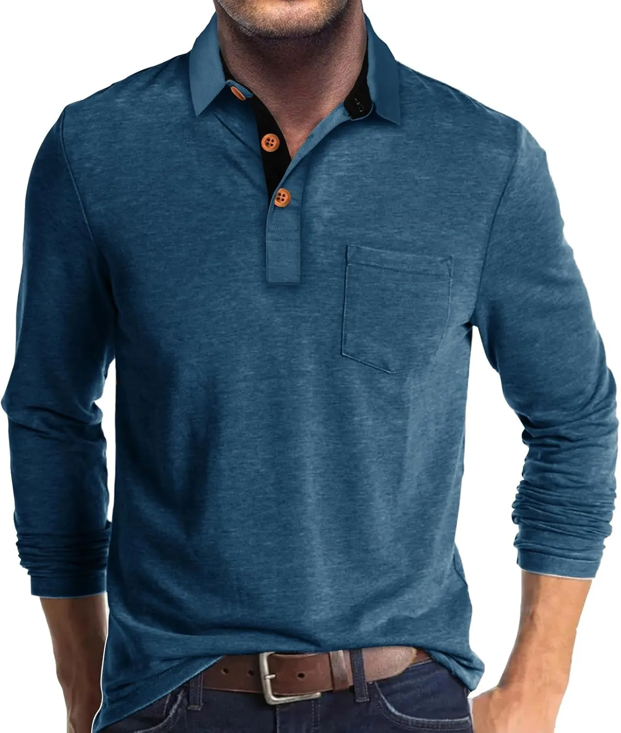 Mens Fashion Polo Shirts Short Sleeve Shirt Classic Button Cotton Stylish Golf Polo Shirts with Pocket for Men