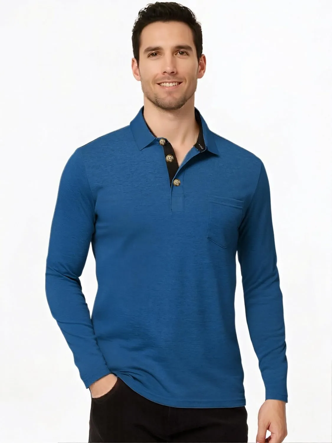 Mens Fashion Polo Shirts Short Sleeve Shirt Classic Button Cotton Stylish Golf Polo Shirts with Pocket for Men