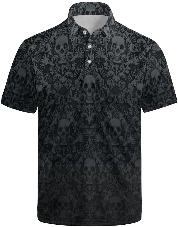 Mens Funny Polo Shirts, Short Sleeve Golf Shirts, Moisture Wicking Quick-Dry Business Casual Shirt for Men
