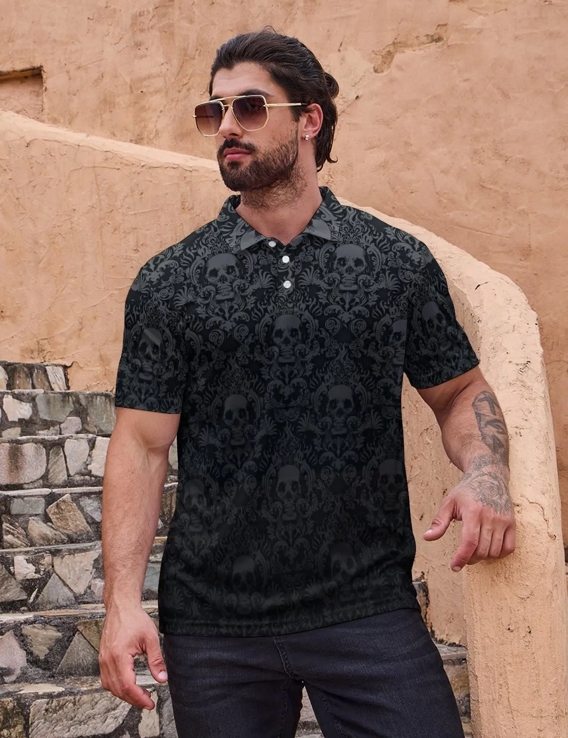 Mens Funny Polo Shirts, Short Sleeve Golf Shirts, Moisture Wicking Quick-Dry Business Casual Shirt for Men
