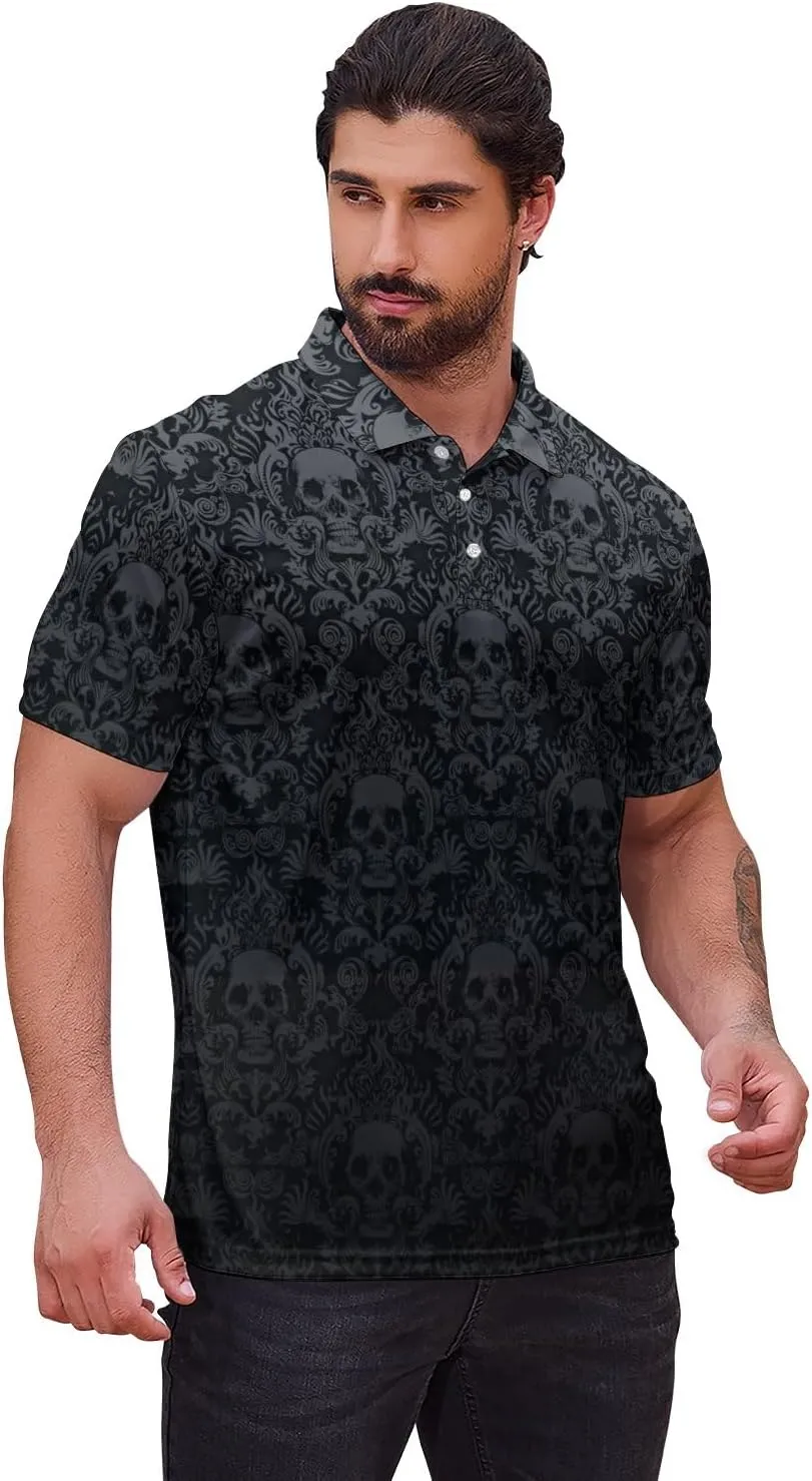 Mens Funny Polo Shirts, Short Sleeve Golf Shirts, Moisture Wicking Quick-Dry Business Casual Shirt for Men