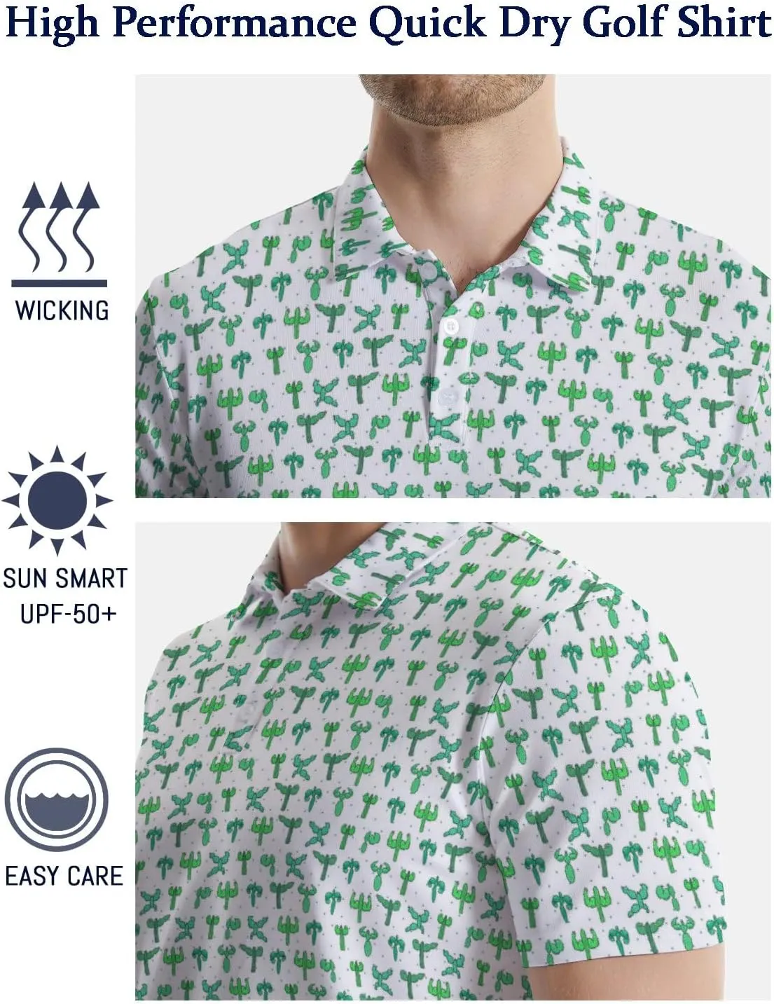 Mens Funny Polo Shirts, Short Sleeve Golf Shirts, Moisture Wicking Quick-Dry Business Casual Shirt for Men