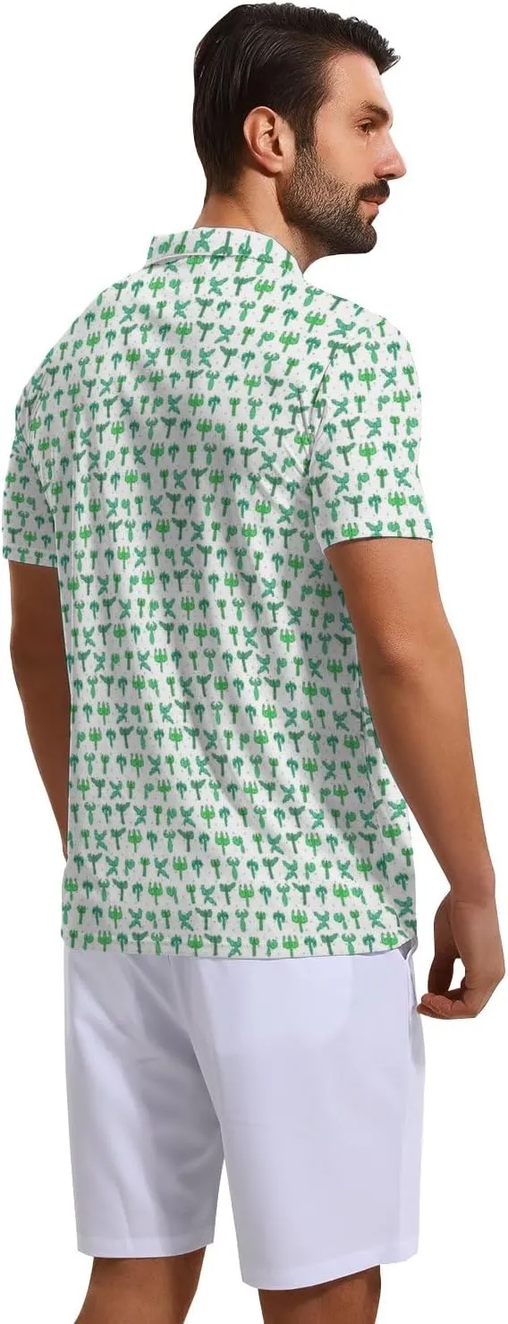 Mens Funny Polo Shirts, Short Sleeve Golf Shirts, Moisture Wicking Quick-Dry Business Casual Shirt for Men