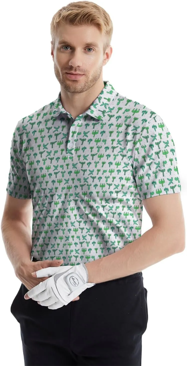 Mens Funny Polo Shirts, Short Sleeve Golf Shirts, Moisture Wicking Quick-Dry Business Casual Shirt for Men
