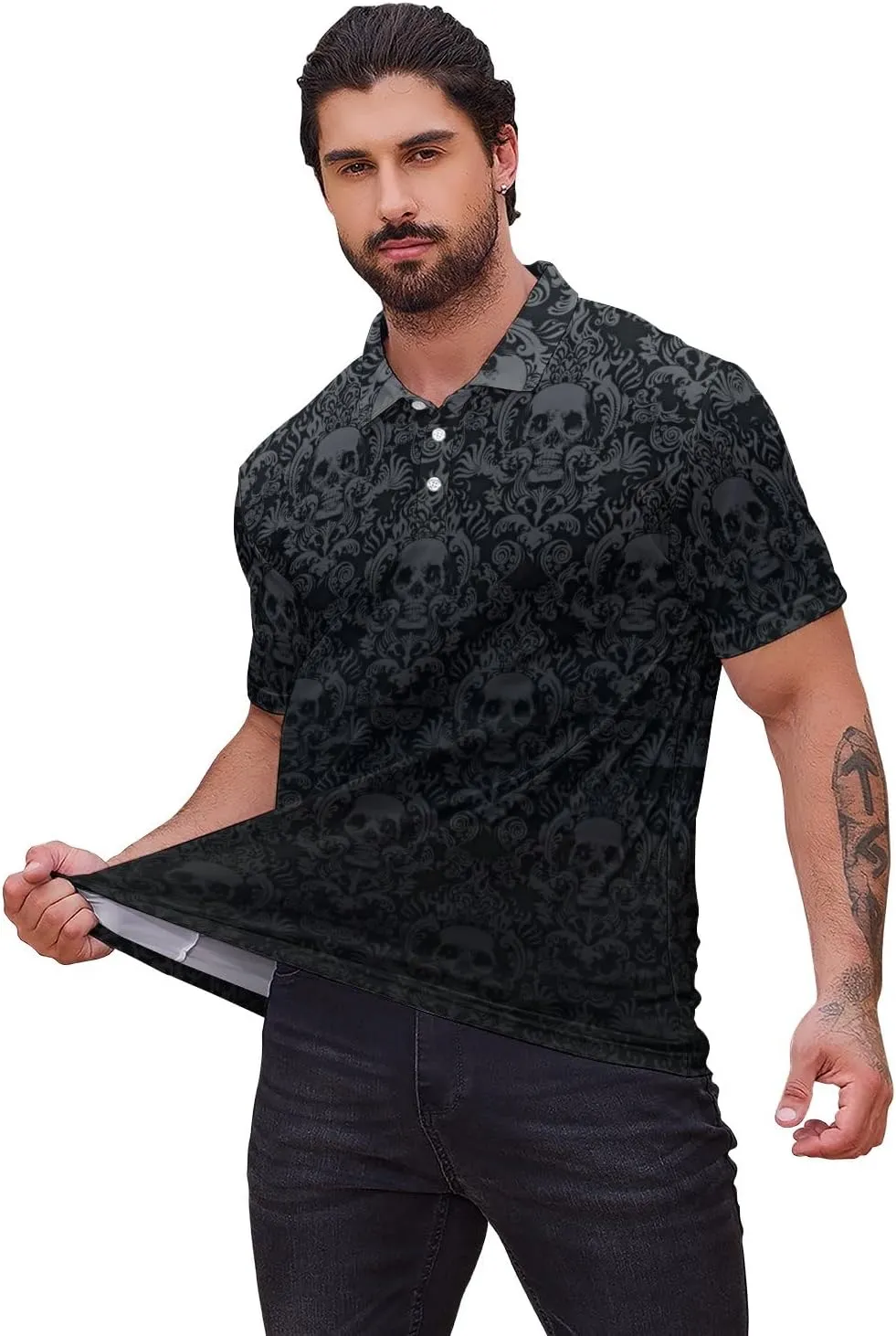 Mens Funny Polo Shirts, Short Sleeve Golf Shirts, Moisture Wicking Quick-Dry Business Casual Shirt for Men