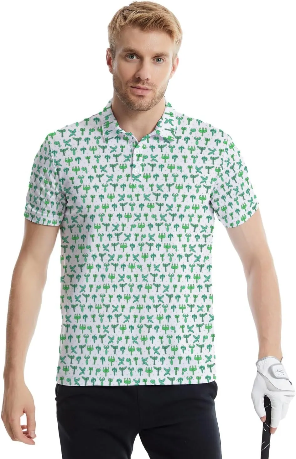 Mens Funny Polo Shirts, Short Sleeve Golf Shirts, Moisture Wicking Quick-Dry Business Casual Shirt for Men