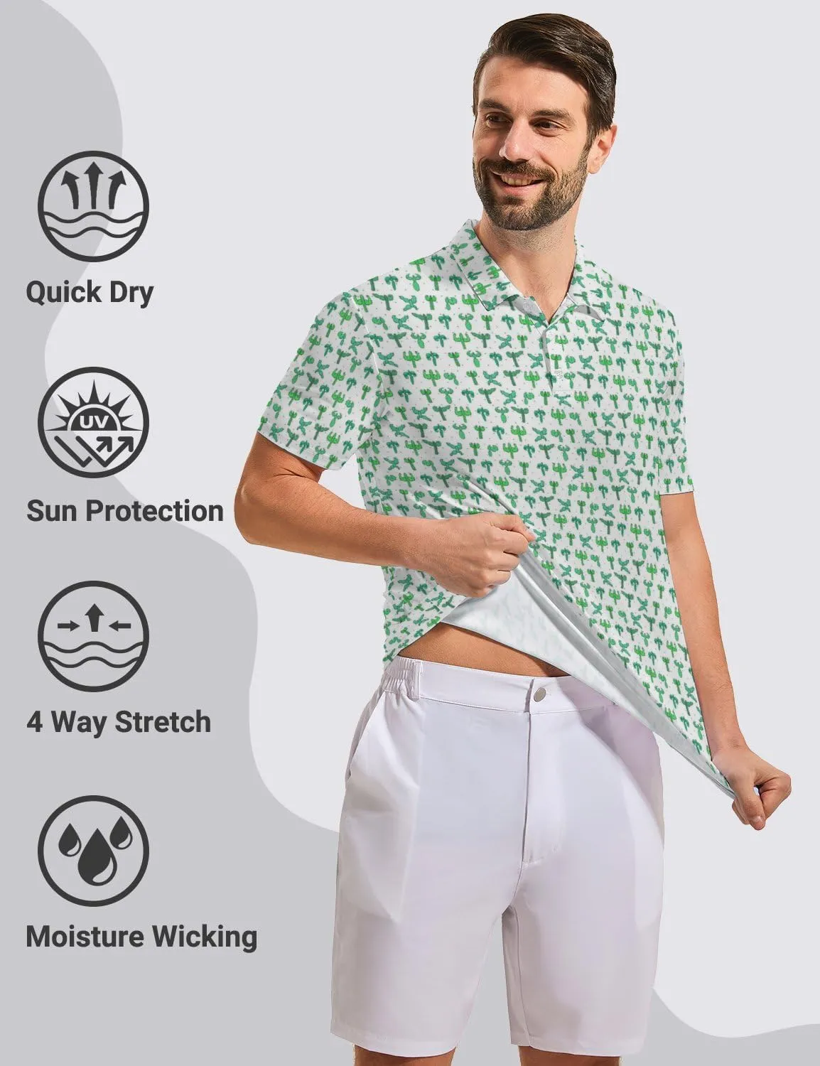Mens Funny Polo Shirts, Short Sleeve Golf Shirts, Moisture Wicking Quick-Dry Business Casual Shirt for Men