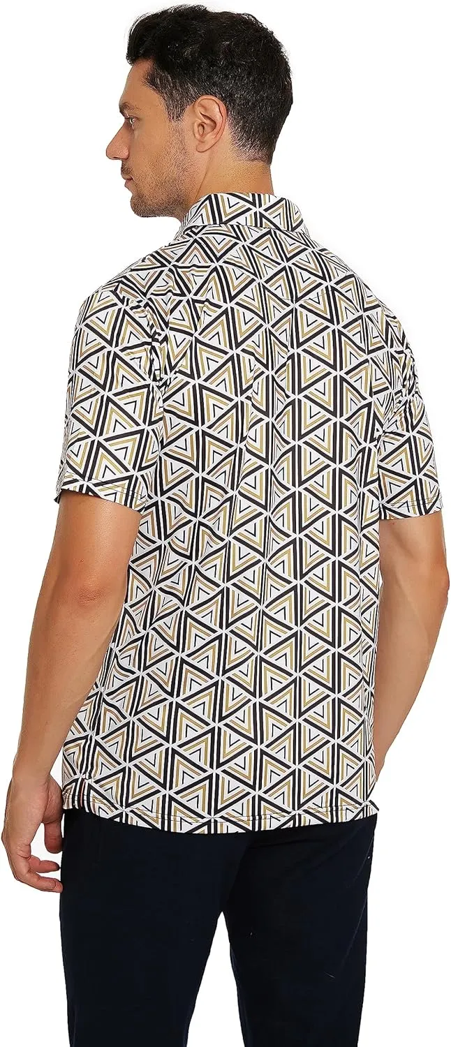 Mens Golf Shirt Short Sleeve Dry Fit Performance Golf shirts for Men Moisture Wicking Print Polo Shirts