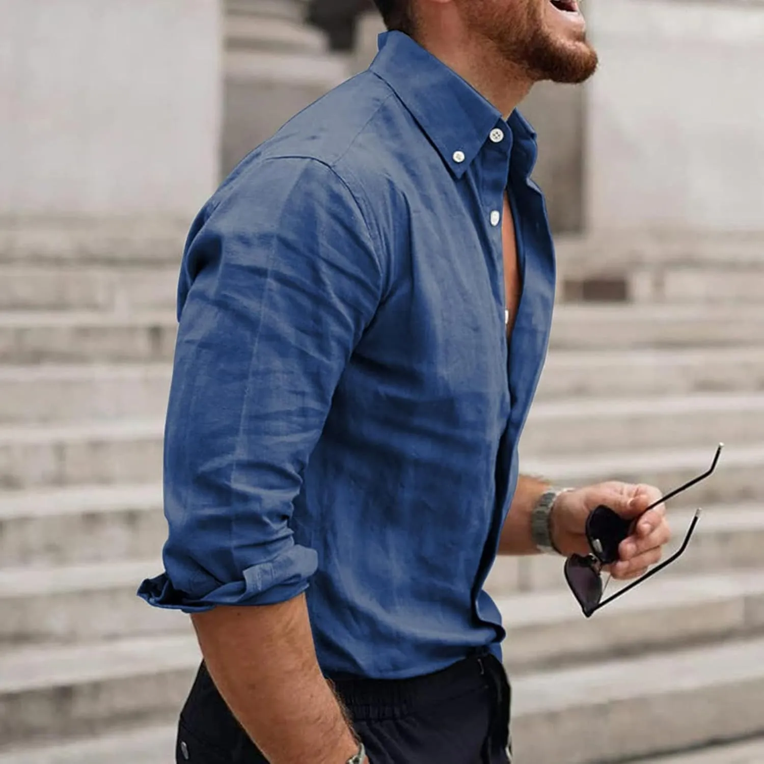 Mens Long Sleeve Dress Shirts Business Casual Button Down Regular Fit Vacation Beach Wedding Shirts with Pocket