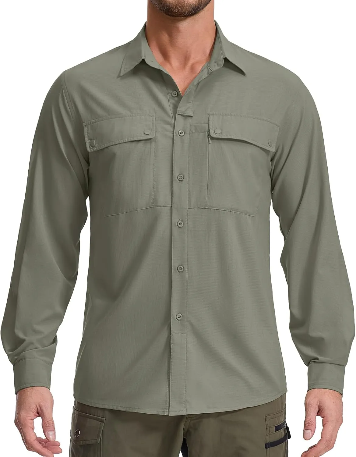 Men's Long Sleeve Hiking Fishing Shirts UPF 50  Sun Protection Quick Dry Shirts Outdoor Travel Safari Camping