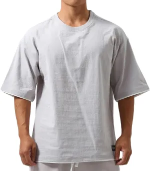 Mens Oversize Loose Hip-hop Shirts Plus Size Shirts Half Sleeve Workout Gym Sweatshirts for Men T83