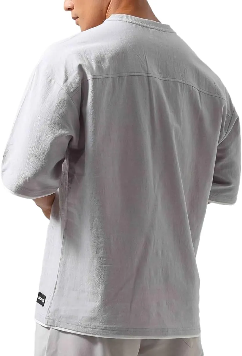 Mens Oversize Loose Hip-hop Shirts Plus Size Shirts Half Sleeve Workout Gym Sweatshirts for Men T83