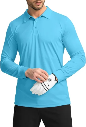 Men's Polo Shirt Long Sleeve Golf Shirts Lightweight UPF 50  Sun Protection Cool Shirts for Men Work Fishing Outdoor