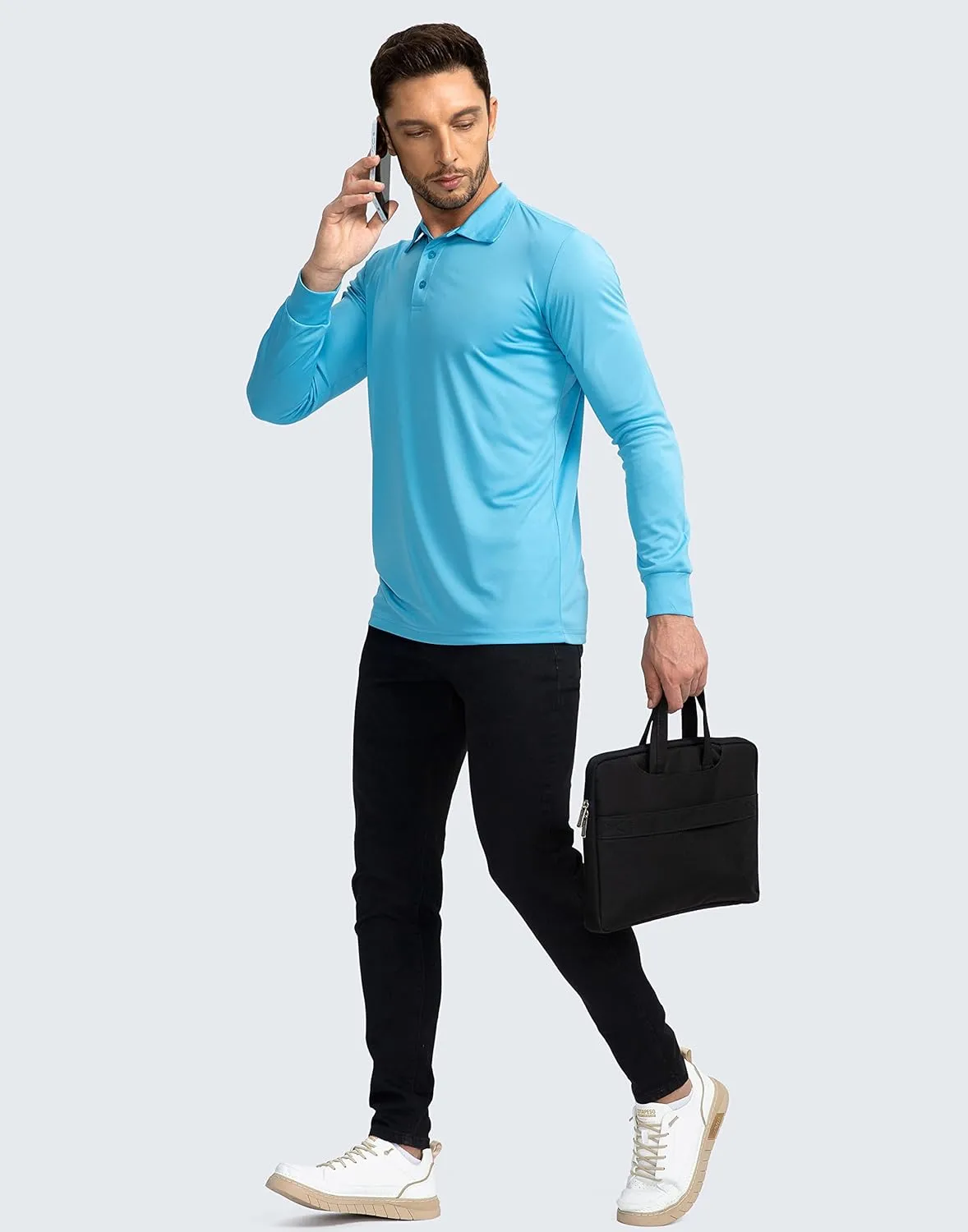 Men's Polo Shirt Long Sleeve Golf Shirts Lightweight UPF 50  Sun Protection Cool Shirts for Men Work Fishing Outdoor