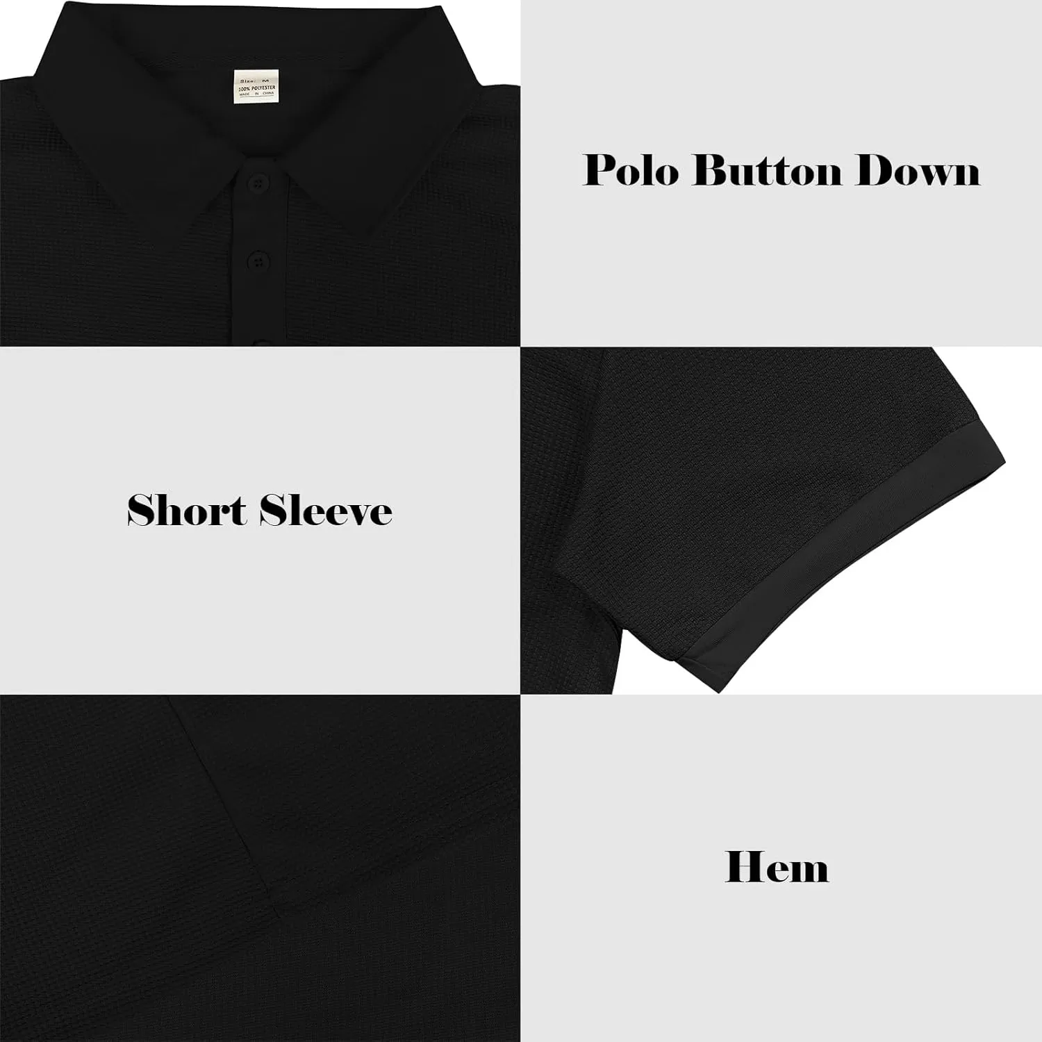 Mens Polo Shirts 2 Pack Breathable Short Sleeve Golf Shirt Casual Button Down Shirt Lightweight Collared Waffle Shirts